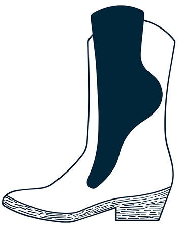 Ilustración de un pie encajando en una bota.